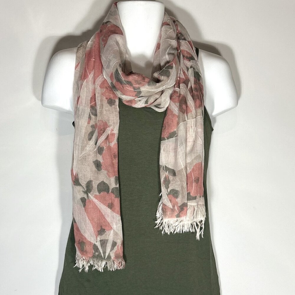 Scarf / Wrap Gauzy Italian Pink Rose Pattern 76x28 Pastel Romantic Coquette